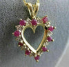 ESTATE .50CT DIAMOND & AAA RUBY 14K WHITE & YELLOW GOLD OPEN HEART PENDANT 19636