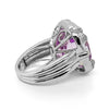 LARGE 41.89CT DIAMOND & AAA KUNZITE 18KT WHITE GOLD CUSHION & ROUND SQUARE RING