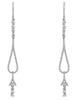 ESTATE LONG .58CT DIAMOND 14KT WHITE GOLD TEAR DROP CHANDELIER HANGING EARRINGS