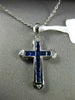 ESTATE .64CT DIAMOND & AAA SAPPHIRE 18KT WHITE GOLD 3D CLASSIC CROSS PENDANT