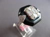 LARGE 1.67CT DIAMOND & BLACK ENAMEL 18K WHITE GOLD ROUND & BAGUETTE OCTAGON RING