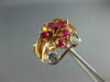 ANTIQUE WIDE .70CT OLD MINE DIAMOND & AAA RUBY 14KT WHITE & ROSE GOLD RING #1652