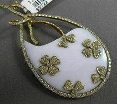 ANTIQUE LARGE 24CT DIAMOND & AGATE 18KT YELLOW GOLD FLORAL FLOATING DROP PENDANT