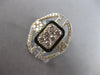 LARGE 1.23CT DIAMOND & ENAMEL 14KT YELLOW 3D GOLD ROUND CLUSTER SQUARE FUN RING