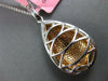 LARGE 1.05CT WHITE & PINK DIAMOND 18KT WHITE GOLD 3D TEAR DROP FLOATING PENDANT