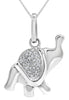 ESTATE .04CT DIAMOND 14KT WHITE GOLD 3D FLYING BIRD LOVE FLOATING PENDANT