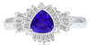 1.49CT DIAMOND & AAA SAPPHIRE 18KT WHITE GOLD 3D TRILLION ROUND & BAGUETTE RING