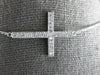 ESTATE .25CT DIAMOND 14KT WHITE GOLD 3D CLASSIC SIDEWAYS CROSS FILIGREE NECKLACE