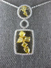 GIA 1.49CT WHITE & FANCY YELLOW DIAMOND 18K 2 TONE GOLD SQUARE CIRCULAR NECKLACE