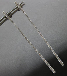 ESTATE LARGE & LONG .97CT DIAMOND 18K WHITE GOLD GRADUATING BAR HANGING EARRINGS