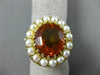 ANTIQUE LARGE 10CT AAA CITRINE & SOUTH SEA PEARL 14KT YELLOW GOLD 3D FLOWER RING