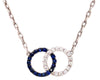.38CT DIAMOND & AAA SAPPHIRE 18KT WHITE GOLD 3D DOUBLE CIRCLE LOVE KNOT NECKLACE