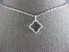 ESTATE .19CT DIAMOND 18KT WHITE GOLD 3D OPEN 4 LEAF CLOVER FLOWER LOVE PENDANT