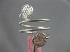 LARGE .40CT DIAMOND 14KT WHITE GOLD 4 LEAF CLOVER FLOWER FLEXIBLE SNAKE FUN RING