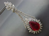 EXTRA LARGE 32.2CT DIAMOND & AAA RUBY 18K YELLOW GOLD TEAR DROP HANGING EARRINGS