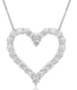 ESTATE LARGE 5.75CT DIAMOND 18KT WHITE GOLD 3D CLASSIC OPEN HEART LOVE NECKLACE