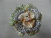 ESTATE EXTRA LARGE 1.62CT MULTI COLOR DIAMOND 18KT ROSE GOLD 3D FLOWER LOVE RING