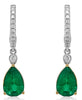 ESTATE 3.03CT DIAMOND & AAA EMERALD 18KT 2 TONE GOLD PEAR SHAPE & ROUND EARRINGS