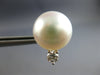 LARGE .10CT DIAMOND & AAA SOUTH SEA PEARL 18K WHITE GOLD SOLITAIRE STUD EARRINGS