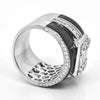LARGE 2.30CT DIAMOND & BLACK ENAMEL 18KT WHITE GOLD 3D SQUARE INVISIBLE FUN RING