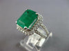 LARGE 4.46CT DIAMOND & AAA EMERALD 18KT WHITE GOLD EMERALD CUT ENGAGEMENT RING