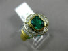 WIDE 1.73CT DIAMOND & AAA EMERALD 18KT YELLOW GOLD FLOWER ENGAGEMENT RING #1456
