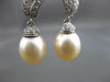ESTATE .60CT DIAMOND & PEARL 14KT WHITE GOLD 3D FLOWER HANGING EARRINGS #22109