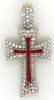 ESTATE LARGE 1.53CT DIAMOND & RED ENAMEL 14KT YELLOW GOLD CROSS FLOATING PENDANT