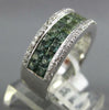 WIDE 3.70CT DIAMOND & AAA GREEN AMETHYST 14KT WHITE GOLD PRINCESS INVISIBLE RING
