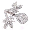 LARGE 2.02CT DIAMOND 18K WHITE GOLD MULTI SHAPE DOUBLE FLOWER TEAR DROP FUN RING