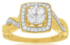 .50CT DIAMOND 14KT 2 TONE GOLD 3D ROUND CLUSTER SQUARE HALO INFINITY LOVE RING