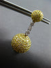 LARGE 7.28CT WHITE & FANCY YELLOW DIAMOND 18KT 2 TONE GOLD BALL HANGING EARRINGS