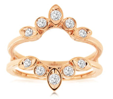 ESTATE .33CT DIAMOND 14KT ROSE GOLD 3D ROUND ETOILE INSERT ANNIVERSARY RING