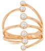 WIDE .35CT DIAMOND 14KT ROSE GOLD 3D MULTI ROW CRISS CROSS ETOILE LOVE RING