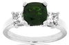 LARGE 2.10CT DIAMOND & AAA RUSSALITE 14KT WHITE GOLD 3D 3 STONE ENGAGEMENT RING