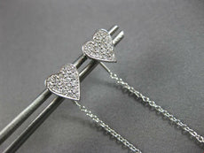 LARGE .21CT DIAMOND 14KT WHITE GOLD HEART SHAPE CHANDELIER BAR HANGING EARRINGS