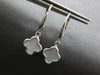 AAA MOTHER OF PEARL 14KT WHITE GOLD 4 LEAF CLOVER FLOWER HANGING EARRINGS #27007