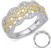 ESTATE WIDE .81CT DIAMOND 14KT WHITE & YELLOW GOLD MULTI ROW INFINITY LOVE RING