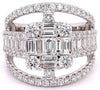 LARGE 2.97CT DIAMOND 18KT WHITE GOLD 3D ROUND & BAGUETTE SQUARE ANNIVERSARY RING