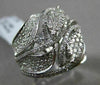 ANTIQUE LARGE 1.35CT DIAMOND 18KT WHITE GOLD 3 DIMENSIONAL LEAF FLORAL FUN RING