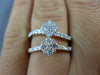 ESTATE .84CT DIAMOND 18KT WHITE & ROSE GOLD 3D DOUBLE FLOWER CLUSTER FUN RING