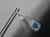 1.87CT DIAMOND & AAA BLUE TOPAZ 14KT WHITE GOLD HALO LEVERBACK HANGING EARRINGS