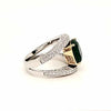 ESTATE LARGE 5.96CT DIAMOND & AAA EMERALD 18KT 2 TONE GOLD CUSHION & ROUND RING