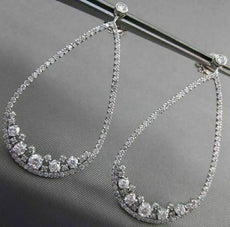 ESTATE 2.60CT DIAMOND 14KT WHITE GOLD 3D PEAR SHAPE RAIN DROP HANGING EARRINGS