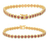 3.78CT DIAMOND & AAA RUBY 14KT YELLOW GOLD MULTI FLORAL ETERNITY TENNIS BRACELET