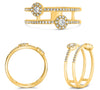ESTATE .29CT DIAMOND 14KT YELLOW GOLD DOUBLE FLOWER CRISS CROSS DOUBLE BAND RING