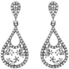 ESTATE .80CT DIAMOND 14K WHITE GOLD ROUND CLUSTER TEAR DROP FUN HANGING EARRINGS