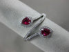 ESTATE WIDE .72CT DIAMOND & AAA RUBY 18KT WHITE GOLD 3D CLASSIC DOUBLE LEAF RING
