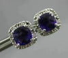 ESTATE 1.88CT DIAMOND & AAA AMETHYST 14KT WHITE GOLD SQUARE HALO STUD EARRINGS