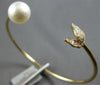 ESTATE .22CT DIAMOND & SOUTH SEA PEARL 14KT YELLOW GOLD FLEXIBLE BANGLE BRACELET